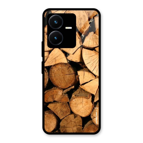 Wooden Logs Glass Back Case for Vivo Y22