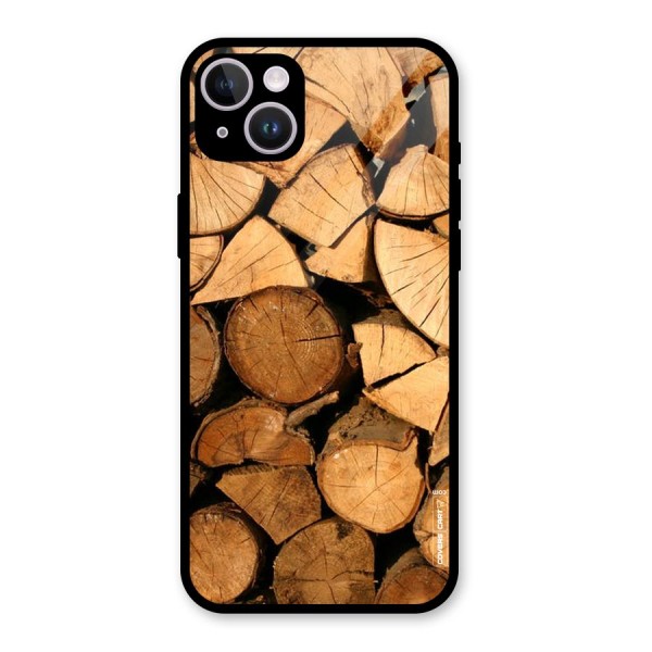 Wooden Logs Glass Back Case for iPhone 14 Plus