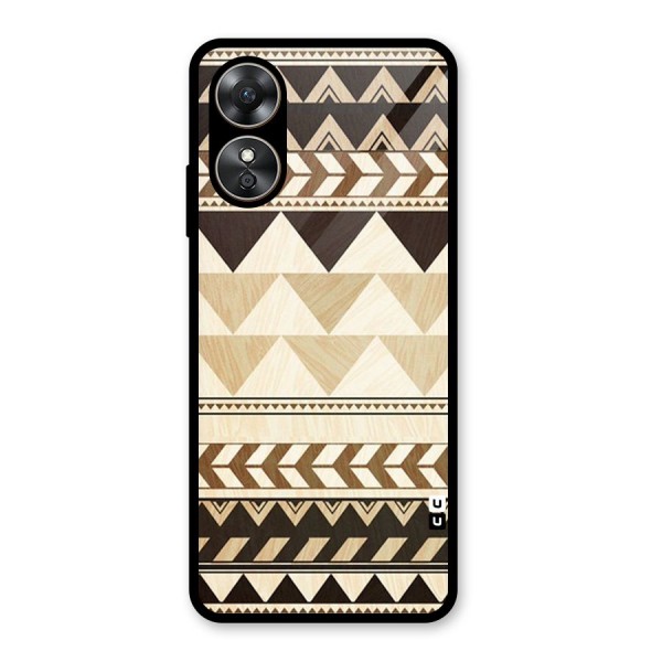 Wooden Printed Chevron Glass Back Case for Oppo A17