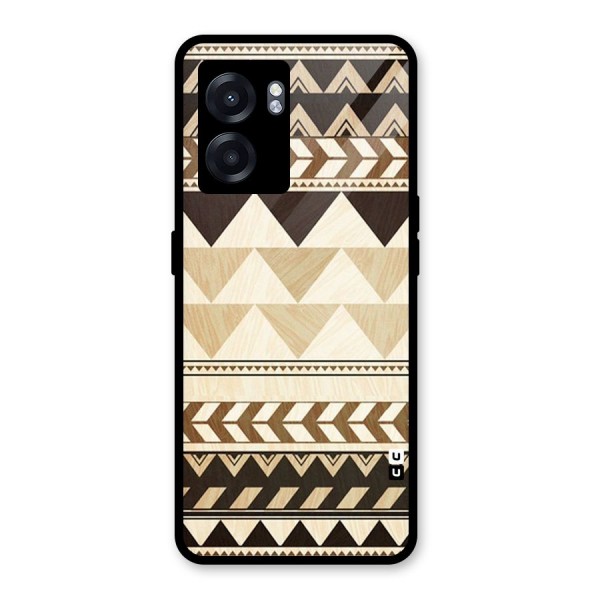 Wooden Printed Chevron Glass Back Case for Oppo K10 (5G)