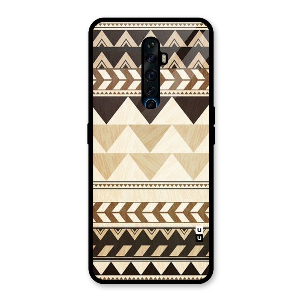 Wooden Printed Chevron Glass Back Case for Oppo Reno2 Z