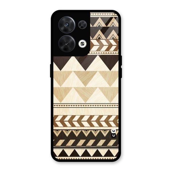 Wooden Printed Chevron Glass Back Case for Oppo Reno8 5G