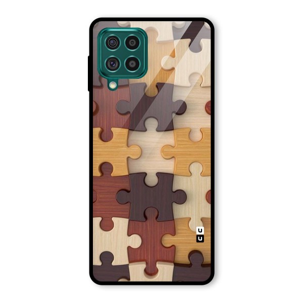 Wooden Puzzle (Printed) Glass Back Case for Galaxy F62