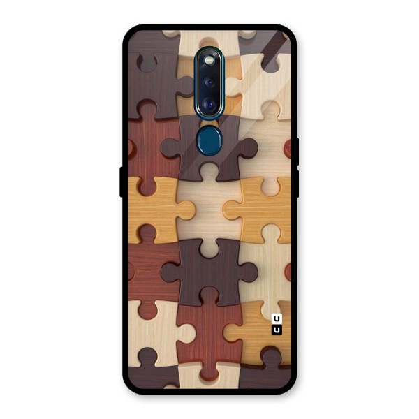 Wooden Puzzle (Printed) Glass Back Case for Oppo F11 Pro