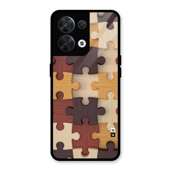 Wooden Puzzle (Printed) Glass Back Case for Oppo Reno8 5G