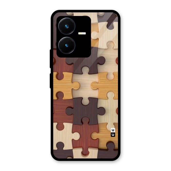 Wooden Puzzle (Printed) Glass Back Case for Vivo Y22