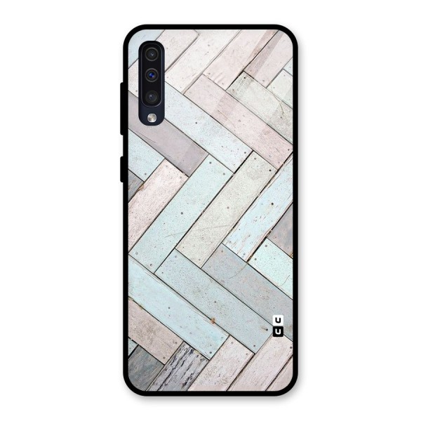 Wooden ZigZag Design Glass Back Case for Galaxy A50s