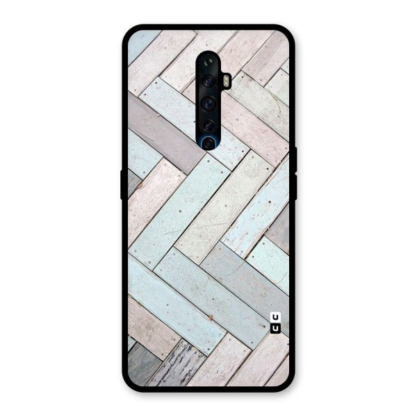 Wooden ZigZag Design Glass Back Case for Oppo Reno2 Z