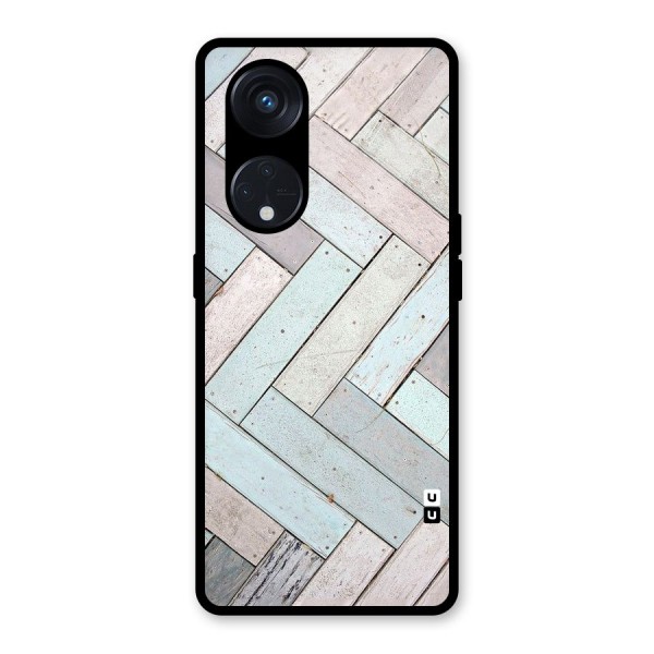 Wooden ZigZag Design Glass Back Case for Reno8 T 5G