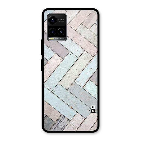 Wooden ZigZag Design Glass Back Case for Vivo Y21 2021