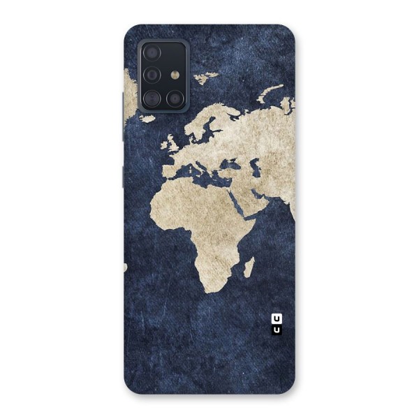 World Map Blue Gold Back Case for Galaxy A51