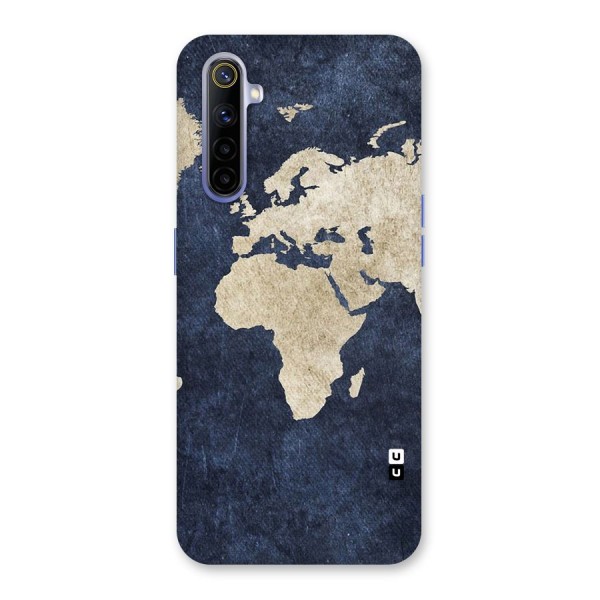 World Map Blue Gold Back Case for Realme 6i