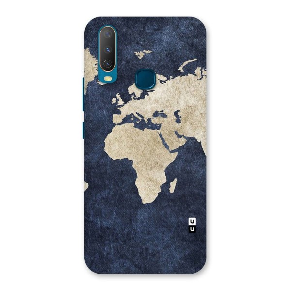 World Map Blue Gold Back Case for Vivo Y15