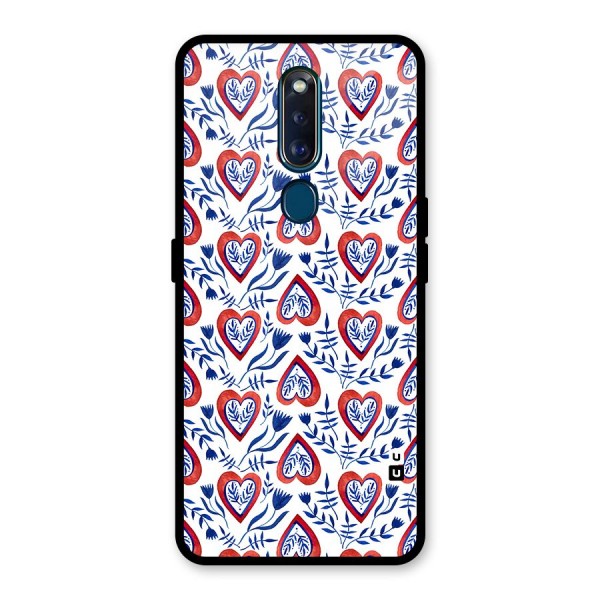 Wrapping Hearts Pattern Glass Back Case for Oppo F11 Pro