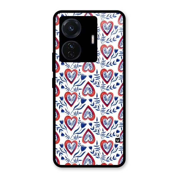 Wrapping Hearts Pattern Glass Back Case for Vivo T1 Pro