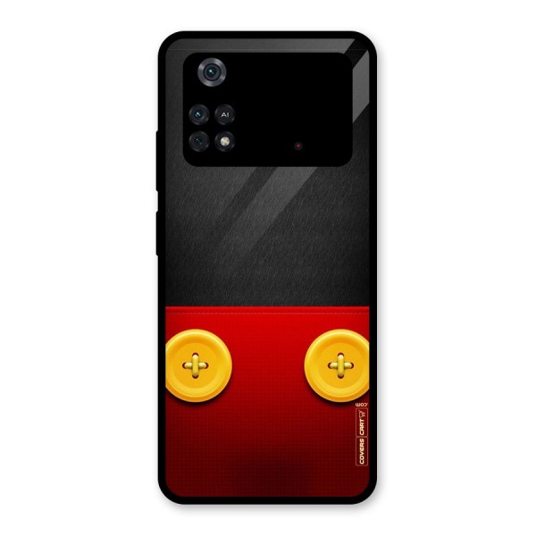 Yellow Button Glass Back Case for Poco M4 Pro 4G