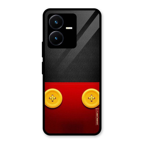 Yellow Button Glass Back Case for Vivo Y22