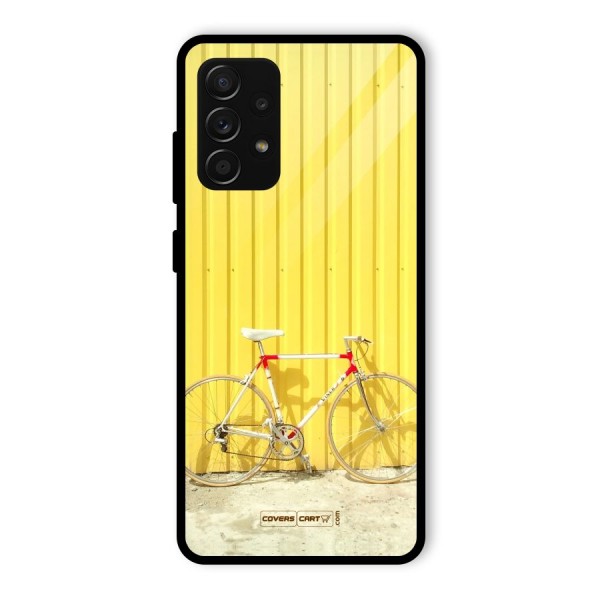 Yellow Cycle Classic Glass Back Case for Galaxy A53 5G