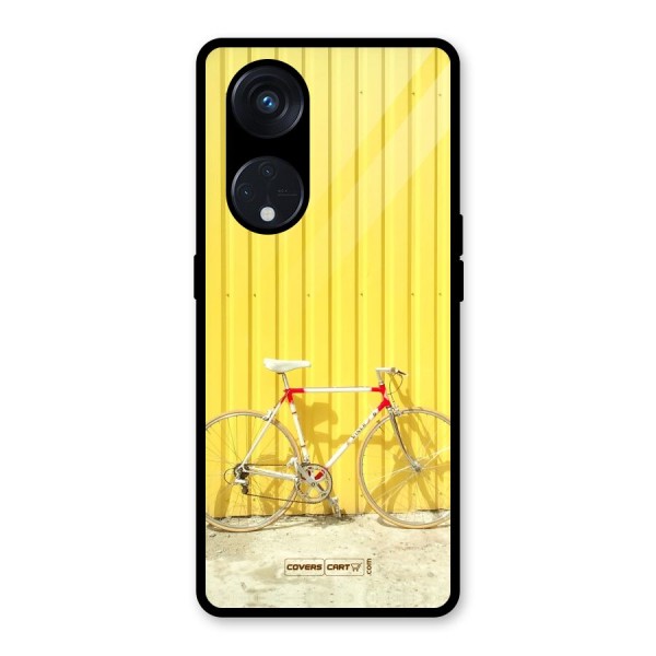 Yellow Cycle Classic Glass Back Case for Reno8 T 5G