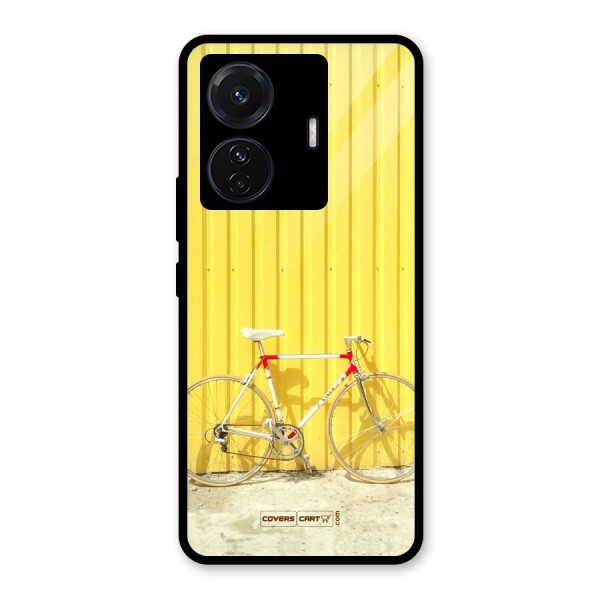 Yellow Cycle Classic Glass Back Case for Vivo T1 Pro