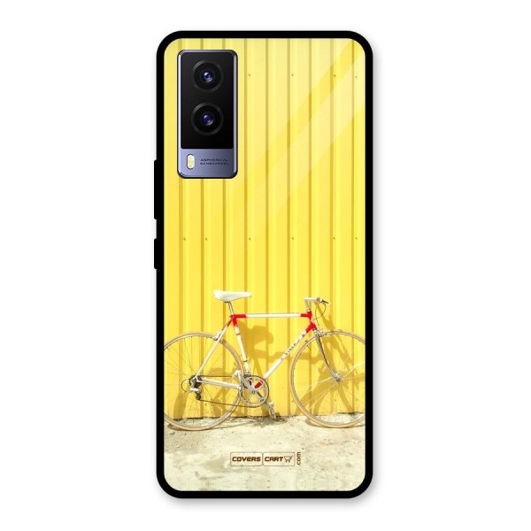 Yellow Cycle Classic Glass Back Case for Vivo V21e 5G