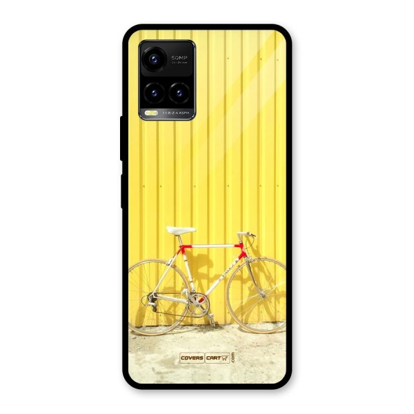 Yellow Cycle Classic Glass Back Case for Vivo Y21 2021