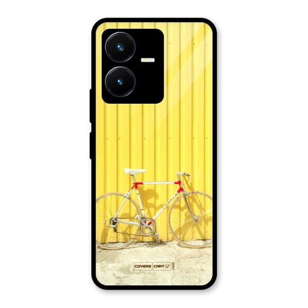 Yellow Cycle Classic Glass Back Case for Vivo Y22