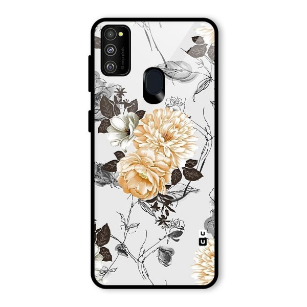 Yellow Floral Glass Back Case for Galaxy M21