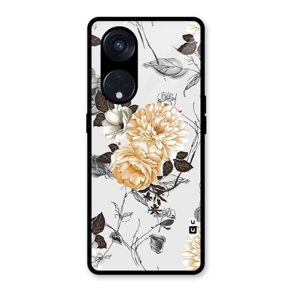 Yellow Floral Glass Back Case for Reno8 T 5G