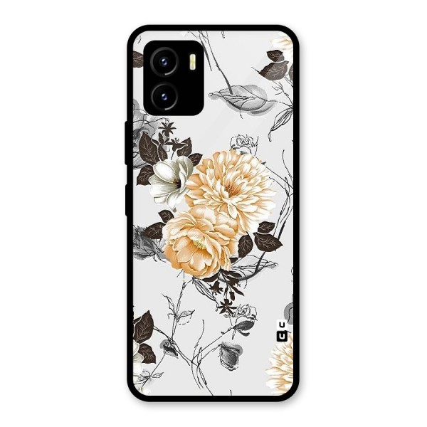 Yellow Floral Glass Back Case for Vivo Y15s