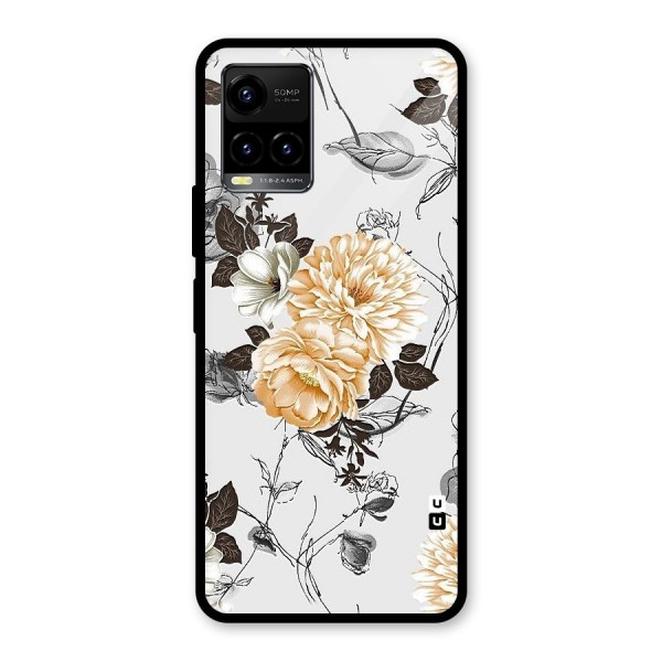 Yellow Floral Glass Back Case for Vivo Y21 2021