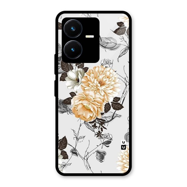 Yellow Floral Glass Back Case for Vivo Y22