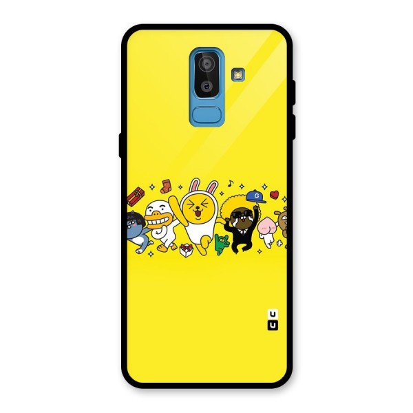 Yellow Friends Glass Back Case for Galaxy J8