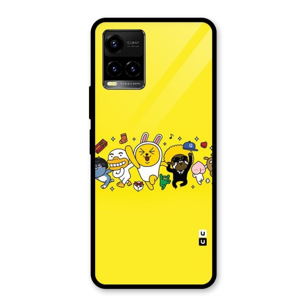 Yellow Friends Glass Back Case for Vivo Y21 2021