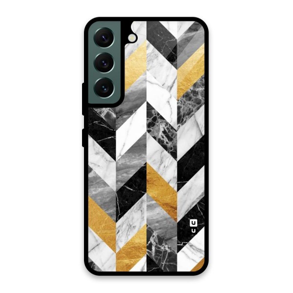 Yellow Grey Marble Glass Back Case for Galaxy S22 5G