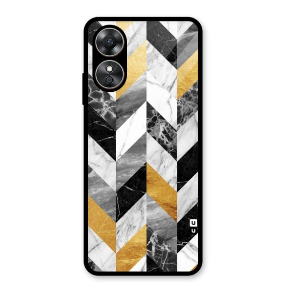 Yellow Grey Marble Glass Back Case for Oppo A17