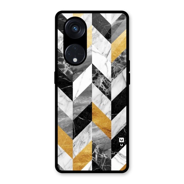 Yellow Grey Marble Glass Back Case for Reno8 T 5G