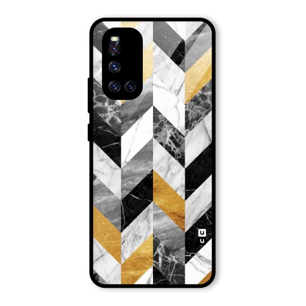 Yellow Grey Marble Glass Back Case for Vivo V19