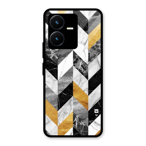 Yellow Grey Marble Glass Back Case for Vivo Y22