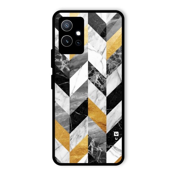 Yellow Grey Marble Glass Back Case for Vivo iQOO Z6