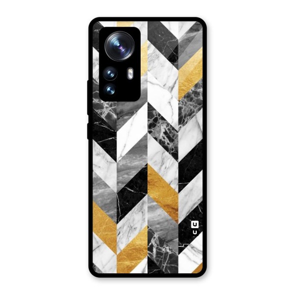 Yellow Grey Marble Glass Back Case for Xiaomi 12 Pro