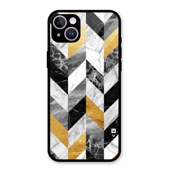 Yellow Grey Marble Glass Back Case for iPhone 14 Plus