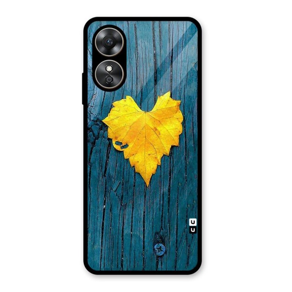 Yellow Leaf Glass Back Case for Oppo A17