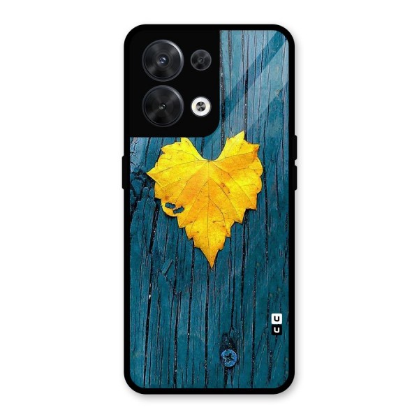 Yellow Leaf Glass Back Case for Oppo Reno8 5G