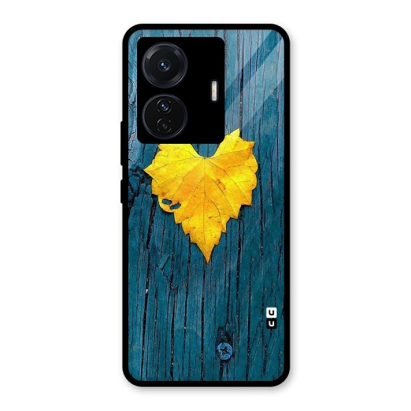 Yellow Leaf Glass Back Case for Vivo T1 Pro