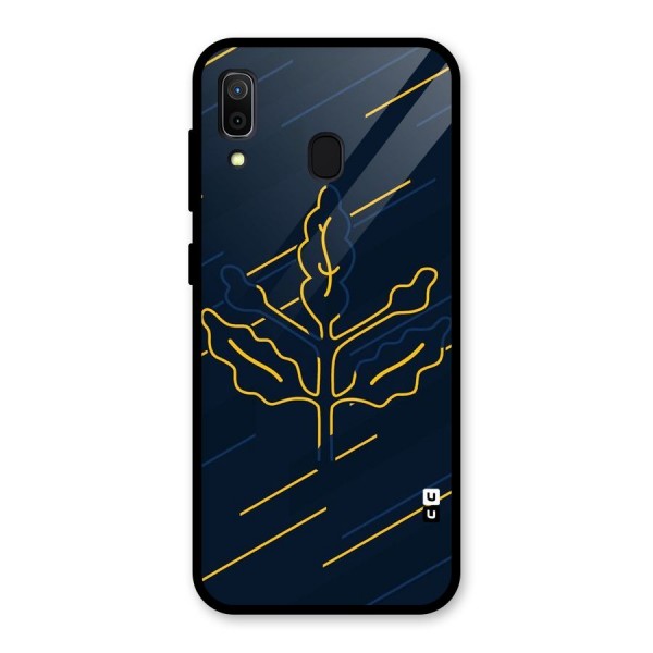 Yellow Leaf Line Glass Back Case for Galaxy A30