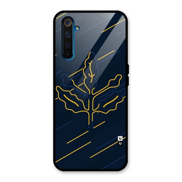 Yellow Leaf Line Glass Back Case for Realme 6 Pro