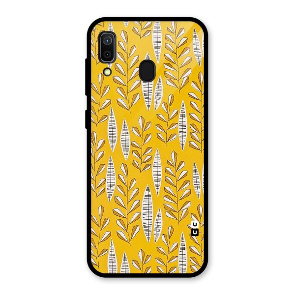 Yellow Leaf Pattern Glass Back Case for Galaxy A30