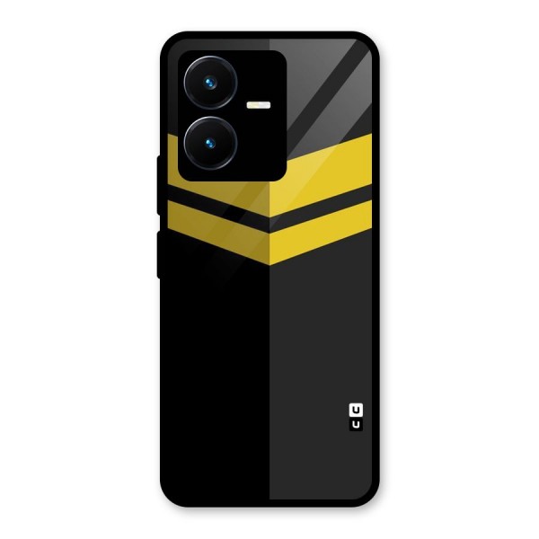 Yellow Lines Glass Back Case for Vivo Y22