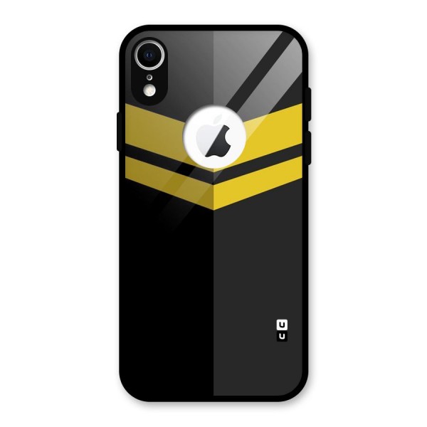 Yellow Lines Glass Back Case for iPhone XR Logo Cut